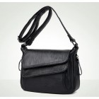 Кожаная женская сумка на плече Kavard Черная (D0203)