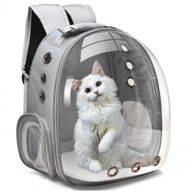 Прозрачный рюкзак для переноски животных (Кошек и Собак) Petto Серый