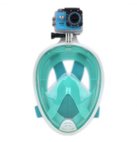 Маска для плавания FREE BREATH L/XL с креплением под камеру Бирюзовая