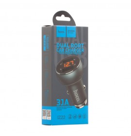 Автомобильное Зарядное Устройство HOCO Z22 с дисплеем 2USB (2.1-3.1А) Black