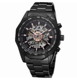 Мужские механические часы Winner Timi Skeleton Black (TM340)