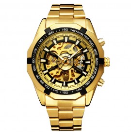 Мужские механические часы Winner Timi Skeleton Gold (TM340)