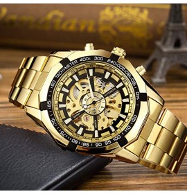 Мужские механические часы Winner Timi Skeleton Gold (TM340)
