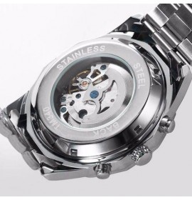 Мужские механические часы Winner Timi Skeleton Silver (TM340)